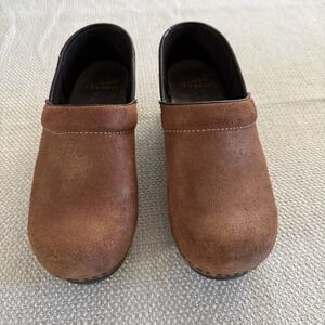 Dansko Brown Shimmer Suede Leather Clogs Women's Size 38